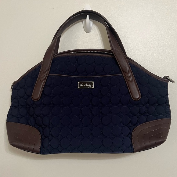 Vera Bradley Handbags - {Vera Bradley} Round Quilted with Brown Leather Trim Bag